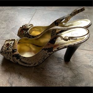 Jessica Simpson sling back snake print heels